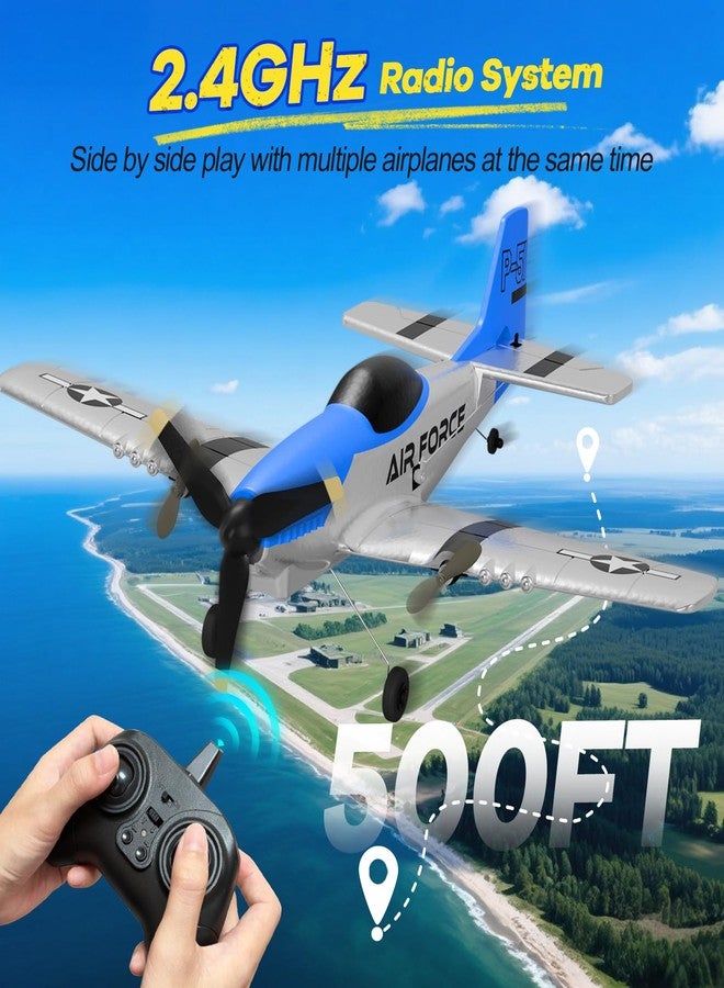 AIGIMU RC Airplane, 2.4GHz RC Plane for Kids Beginners Boys, 3CH Remote Control Airplane with 6-axis Gyro P51 Remote Control Plane - Image 5